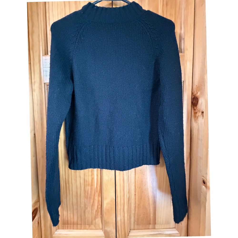 Vince Wool Cashmere Mock Neck Sweater Womens Cropped Raglan Knit Black XS - Picture 4 of 7